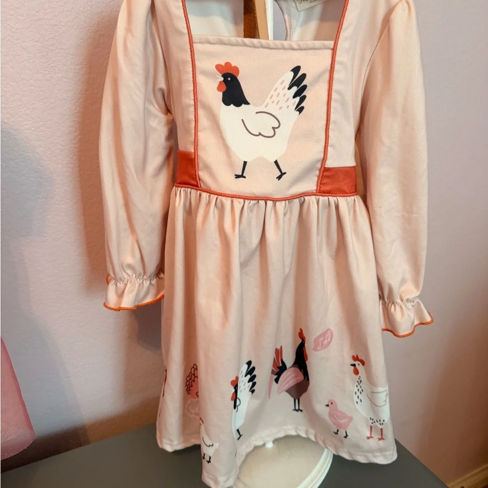 Marie Nicole Light Pink Girls Dress with chickens - Picture 1 of 5